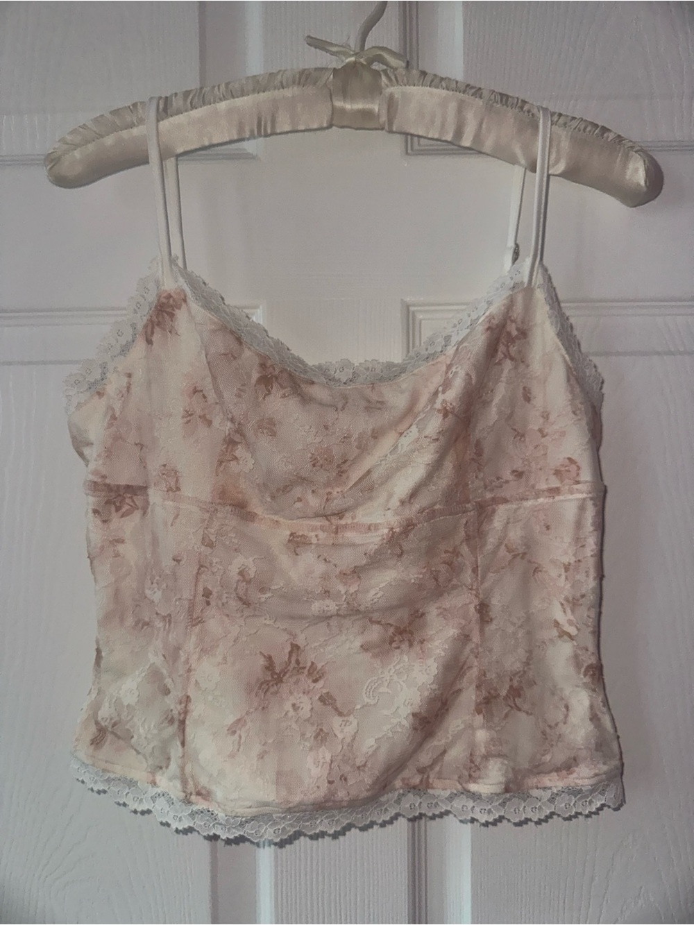 Princess Polly Blush Floral Satin Lace-Trim Cami